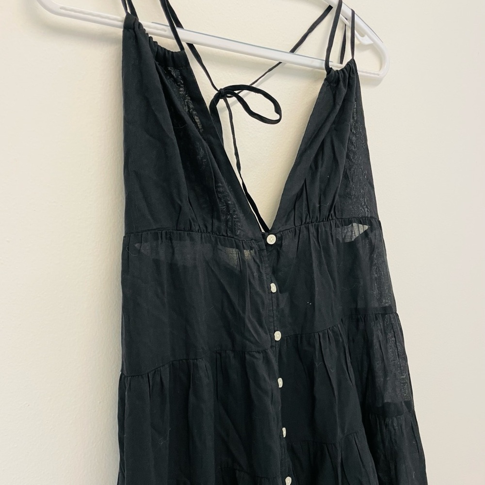 Elegant Black Maxi Dress Tiered cotton voile dress J. crew - Picture 3 of 4